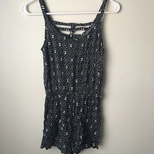 Black & White Floral Print Romper